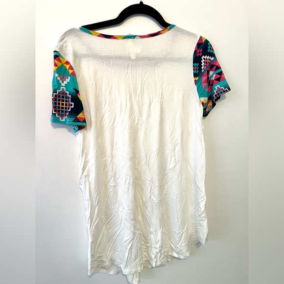 Women's White Blouse with Aztec Sleeve Detail - Picture 7 of 7